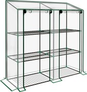 Outsunny Seră de Grădină cu Copertină din PE, Seră cu Acoperiș Înclinat, 2 Uși Rulante și 6 Rafturi, 143x46x151cm, Verde | Aosom Romania