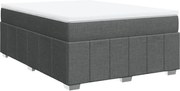 vidaXL Pat continental cu saltea, gri închis, 160x200 cm, țesătură