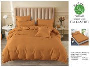 Lenjerie pat dublu, cu elastic, 6 piese - Uni Camel