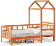 vidaXL Pat de zi cu acoperiș maro ceruit 80x200cm lemn masiv pin