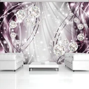 Fototapet - Abstract, diamante, argint și violet (254x184 cm)