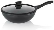 Kela Wok cu capac STELLA NOVA, aluminiu turnat,negru, 30 cm, 5 l