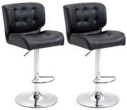 HOMCOM Set 2 Taburete de Bar Pivotante, Design Modern, Imitație Piele, 50x55,5x93-114 cm, Negru, Confortabil | Aosom Romania