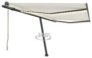 vidaXL Copertină automată cu senzor vânt &amp; LED, crem, 400x300 cm