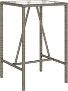 vidaXL Masă de bar de exterior, gri, 70x70x110 cm, poliratan