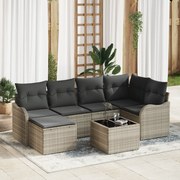 vidaXL Set de canapele pentru grădină 7 pcs Gri deschis Rattan poli