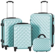 Set valiza de calatorie cu geanta cosmetica-verde menta