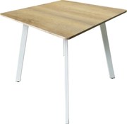 Masa Bucatarie/Dining Sergio MDF Stejar Sonoma, Picioare Metalice Albe 80x80x75cm