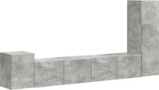 vidaXL Set comodă TV Pe perete 3 pcs Gri din beton Lemn compozit