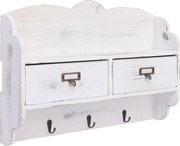 vidaXL Cuier de perete, alb, 50 x 10 x 34 cm, lemn