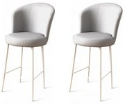 Set de scaune de bar Uras Grey and White, 2 buc., 2 buc.