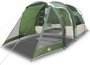 vidaXL Cort de camping tunel pentru 4 persoane, verde, impermeabil