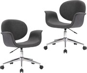 vidaXL Scaune de bucătărie pivotante, 2 buc., gri, material textil