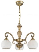 Candelabru cu 3 brate clasic design italian din alama, sticla 8400 RA-L. 8400/3