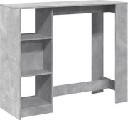 vidaXL Masă de bar cu raft, gri beton, 124x46x103,5 cm, lemn prelucrat