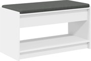 vidaXL Bancă pentru hol cu pernă cu raft Alb 83 x 38 x 45 cm