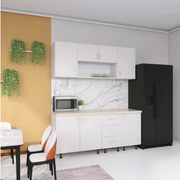 Bucatarie 160cm Lili , Culoare ALB, Material PAL 18mm, Blat Termorezistent 2.8 cm