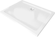 Mexen Flat cadă de duș dreptunghiulară slim 110 x 80 cm, albă, sifon crom - 40108011