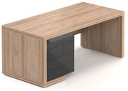 Masa Lineart 180 x 85 cm + container stanga, ulm deschis / antracit