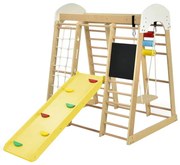 Cadru de catarat din lemn cu tobogan si tabla cu creta