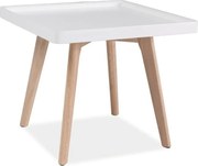 Masuta de cafea design scandinav dim.48x48cm, MILAN L4 alb/ stejar MILANL4BD SM