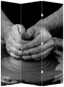 Paravan alb negru - Producția de ceramică (126x170 cm)