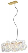 Lampă suspendată de design aurie cu sticlă curcubeu cu 8 lumini - Uvas