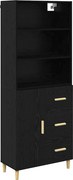 vidaXL Bufet cu sertar Stejar Negru 69,5 x 32,5 x 180 cm Lemn compozit