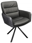 Set de 2 scaune pivotante Big George, microfibra/ piele gri