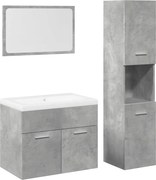 vidaXL Set mobilier de baie, 4 piese, gri beton, lemn compozit