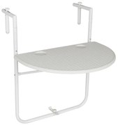 Masă pliantă suspendată cu aspect de rattan - albă