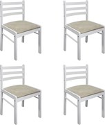 vidaXL Scaune de bucătărie, 4 buc., alb, lemn masiv hevea & catifea