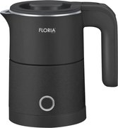 Fierbator electric Floria ZLN1733, Capacitate 500ml, Putere 1000W, Pereti dublii, Inox, Negru