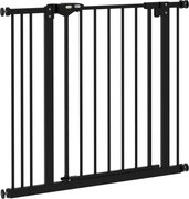 PawHut Poartă de Siguranță pentru Câini cu 2 Extensii, Lățime Reglabilă și Închidere Automată, 74-87x77 cm, Negru | Aosom Romania