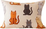 Fața de perna din flanel COLORED CATS 50x70 cm, crem