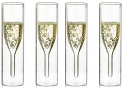 Set 4 pahare Sampanie Flute Krasino, sticla borosilicat, 100 ml