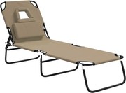 vidaXL Șezlong pliant taupe textil Oxford&oțel vopsit electrostatic