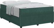 vidaXL Cadru de pat cu saltea Verde închis 140 x 200 cm țesătură