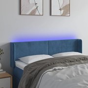 vidaXL Tăblie de pat cu LED, albastru închis, 147x16x78/88 cm, catifea