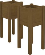 vidaXL Jardiniere grădină 2 buc. maro miere 31x31x70 cm lemn masiv pin
