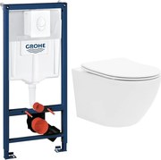 Set rezervor incastrat Grohe Rapid SL pentru vas WC cu clapeta alba Skate Air plus vas WC Rune Ivaldi alb cu capac softclose