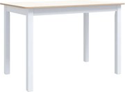 vidaXL Masă de bucătărie alb și maro 114x71x75 cm lemn masiv de hevea