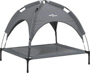 vidaXL Pat de câini cu baldachin, antracit, țesătură Oxford și oțel