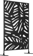 Outsunny Separator Decorativ de Exterior cu Model Frunze Mari și 2 Picioare, Panou de Grădină înalt din Oțel pentru Balcon și Terasă, 122x45x198 cm, Negru | Aosom Romania