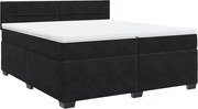 vidaXL Pat box spring cu saltea, negru, 200x200 cm, catifea