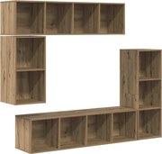vidaXL Set comodă TV Pe perete 4 pcs Stejar Artizanal Lemn compozit