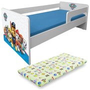 Patut baietei Patrula Catelusilor Blue P1L 2-6 Ani + Saltea  130x60x6 cm Cu Lana Pc-p-mk-paw-blue-p1l-60