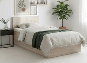 Pat de o persoana stejar sonoma, SOFIA 90 x 200 cm Saltele: Cu saltele Deluxe 10 cm, Somiera pat: Cu lamele curbate