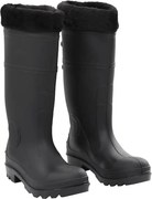 vidaXL Cizme de ploaie cu șosete detașabile, negru, mărime 40, PVC