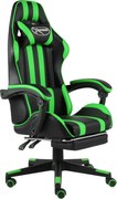 vidaXL Scaun de racing suport picioare negru/verde piele ecologică